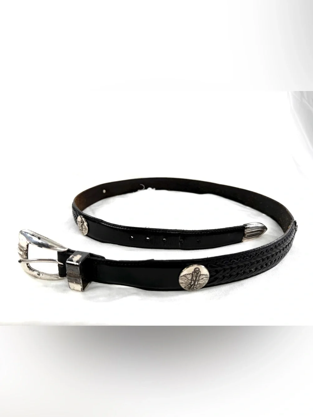 Vintage 2 Onyx Brighton Men Size 42 Black Brown Leather Belt Golf 1998 Y2K
